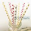 25Pcs/Bag Happy New Year Drinking Paper Straws Heart Foil Disposable Paper Staw Happy Birthday