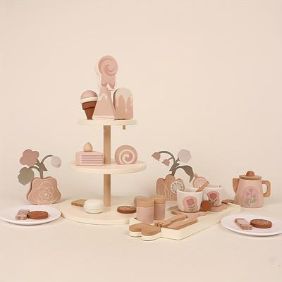 Weißer Pfirsich Käse Nachmittagskuss Dessert Set Kinder Holz Spielhaus Spielzeug