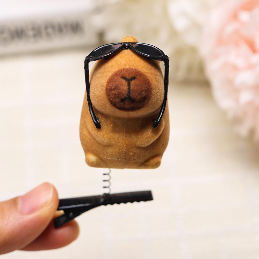 6pcs Kawaii Capybara Spring Hair Clip 3D Plush Hairpin Children Headwear  Photo Prop
