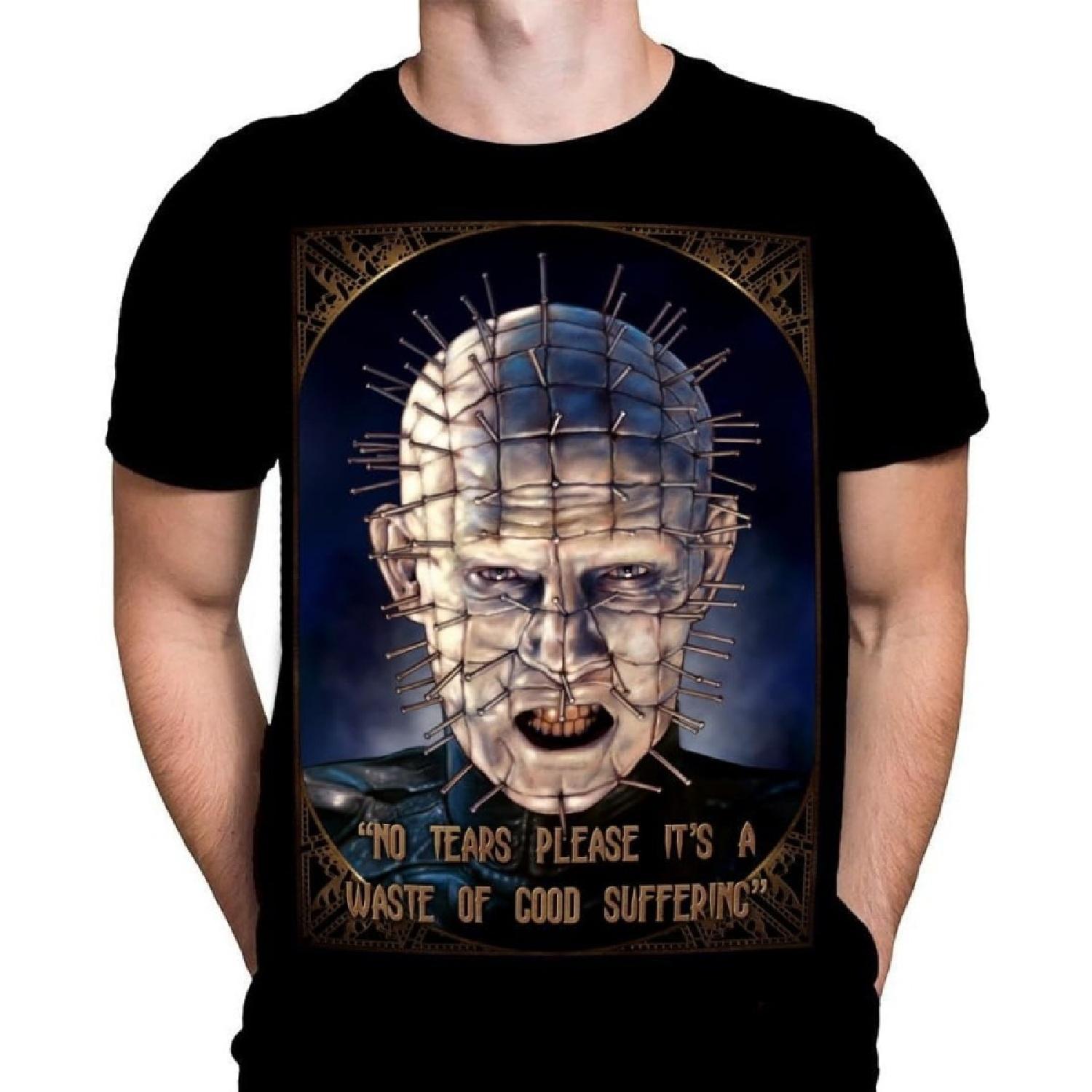 

Wild Star Hearts Hellraiser Good Suffering Mens T-Shirt Gothic Horror Print, Black Cotton T-Shirt, Movie Poster Tee XXXXXL чорний