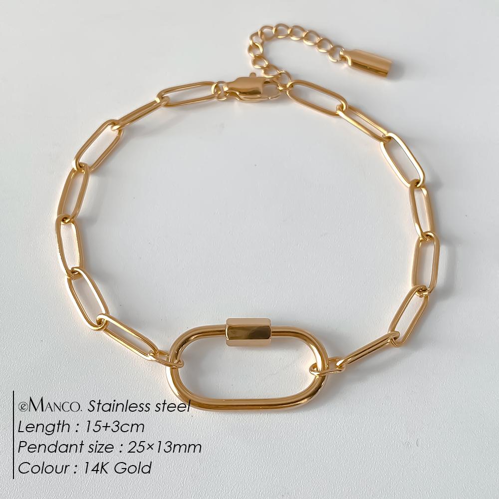 eManco Oval Buckle Heads DIY Chain Pendant Bracelet Stainless Steel Jewelry Design Match Charms Bracelets Women Accessories
