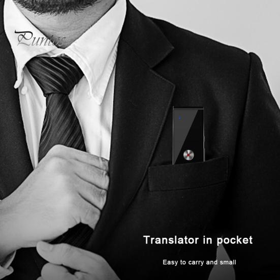 

Bluetooth-совместимый интеллектуальный переводчик 4.2, голосовой перевод, высокоскоростной многоязычный устный перевод, переключение 96 иностранных языков, переводчик для путешествий чёрный