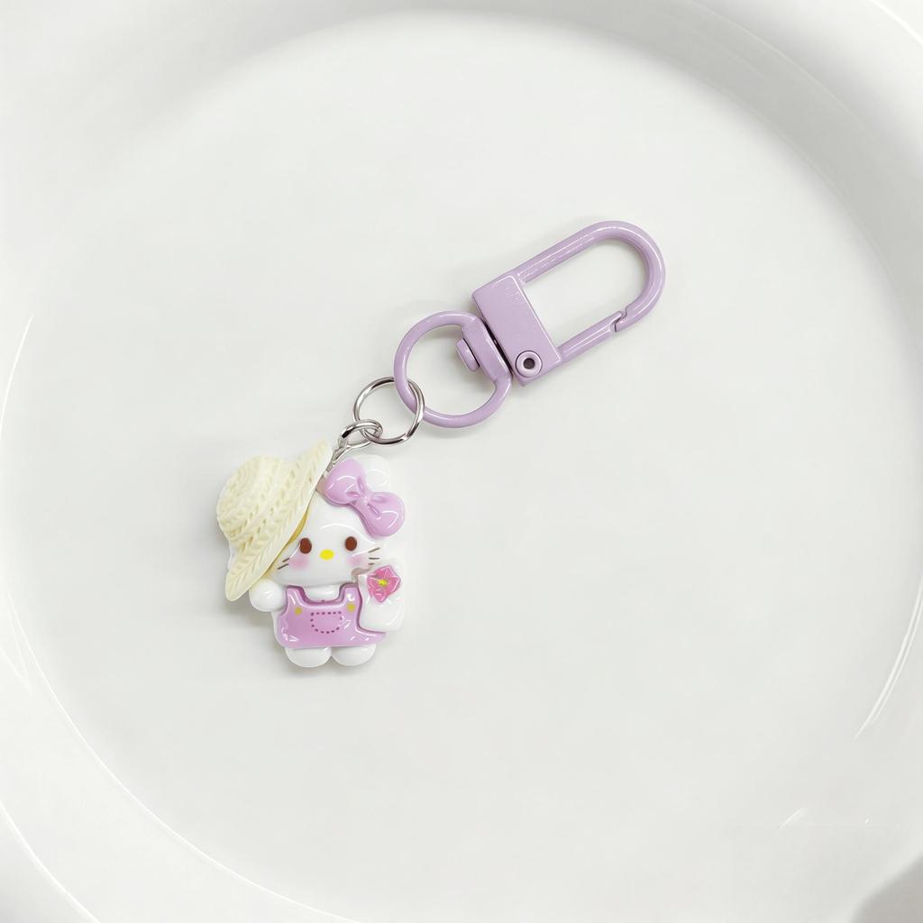 Hello Kitty Resin Keychain Pendant – Cute Backpack Charm and Small Gift for Best Friends
