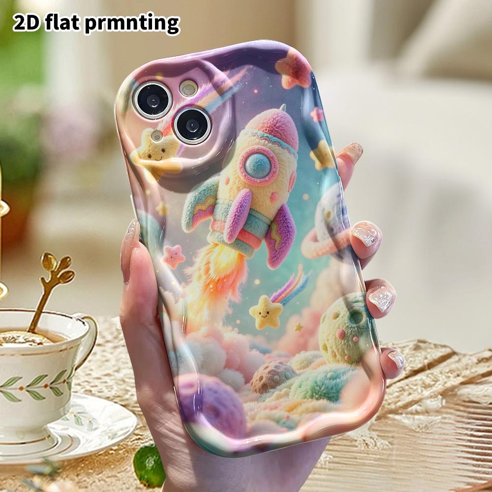 Phone Case: 2D Flat, Suitable for iPhone 18, 17, 16, 15, 14, 13, 12Pro Protective Case, Space Rocket, Perfect Christmas and Halloween Holiday Gift