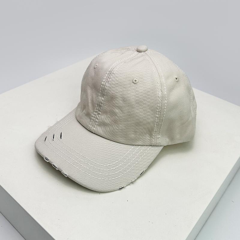 New Unisex Solid Distress Retro Baseball Hats Breathable Street Sunshade Simple Peaked Cap Versatile Fashion Casual Broken Style