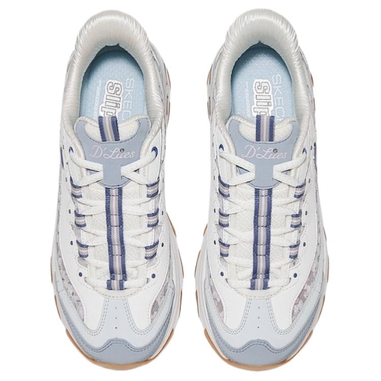 Skechers D'Lites Women White Blue Low Top Dad Shoes 150726-LTBL
