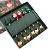 6x Christmas Spoons Forks Set, Stainless Steel Dessert Spoons Forks, Mixing Stirring Spoon, Xmas Cutlery Kits Utensils