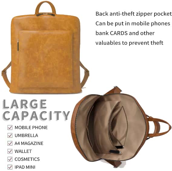 Stilvoller Veganer Damen Kunstleder Rucksack für jeden Anlass