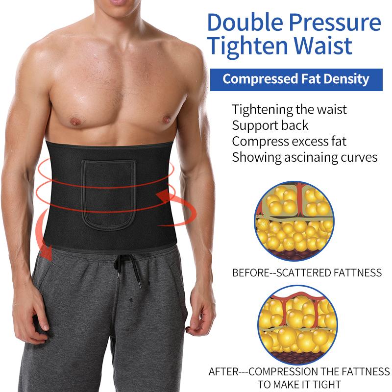 Slimming Body Shaper Men Waist Trainer Trimmer Belt with Pocket Corset for Abdomen Belly Shapers Tummy Control Fitness Shapewear