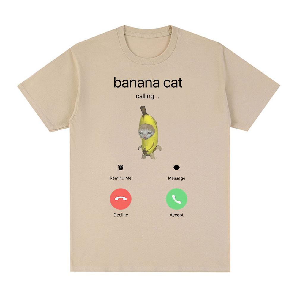 Banana Cat Meme TShirt Funny Cat Lover Gift Viral Meme Shirt Internet Culture Cute Animal Meme Summer Short Sleeves T Shirts