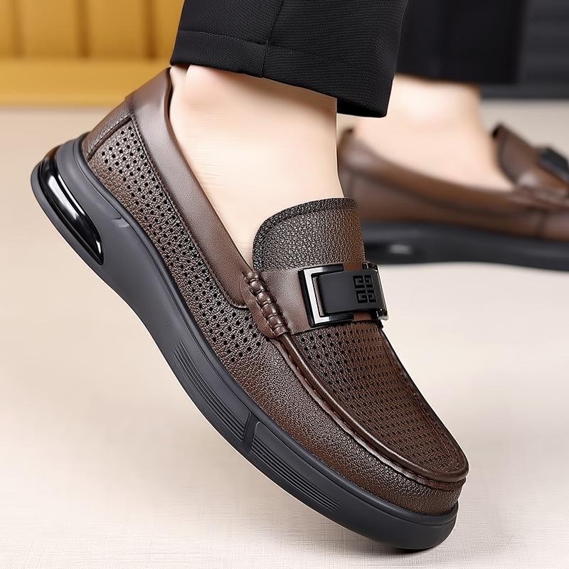 Fashion Summer Designer New Hollow Leather Platform Men's Loafers Fashion Soft Sole Casual Business Man Dress Shoes Sapatos Para Hombre