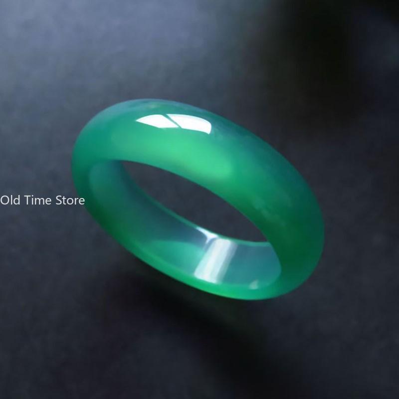 

1 шт. Кольцо из натурального халцедона агата, Кольцо из высоколедяного нефрита для женской моды, Модная бижутерия, Подарок для пары 16-18mm