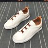 Mens Genuine Leather Slip-On Casual Sneakers With Elastic Band Comfortable Breathable Low-Top Flat Shoes