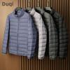 Men's Versatile Stand Collar Down Jacket: Thin, Warm, Solid Color for Autumn & Winter