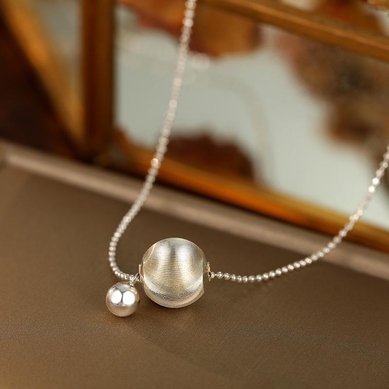Banyan Tree S925 Silver Minimalist Ball Sweater Chain - Women's Korean-Style Versatile Necklace