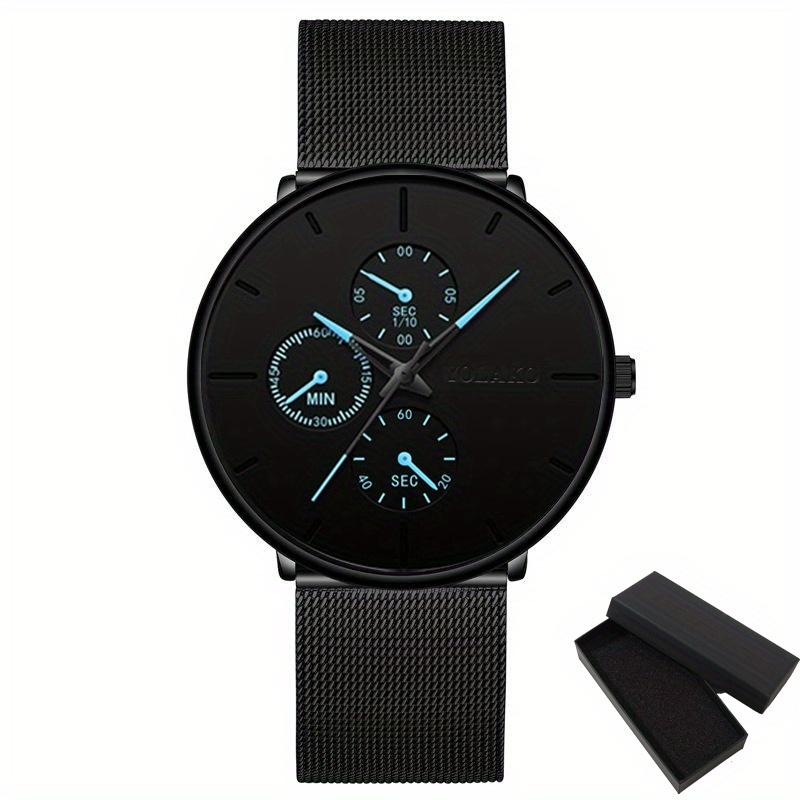 Męska Moda Minimalistyczne Zegarki Męski Biznesowy Casualowy Zegarek Kwarcowy Prosty Męski Zegarek z Paskiem z Siatki Ze Stali Nierdzewnej