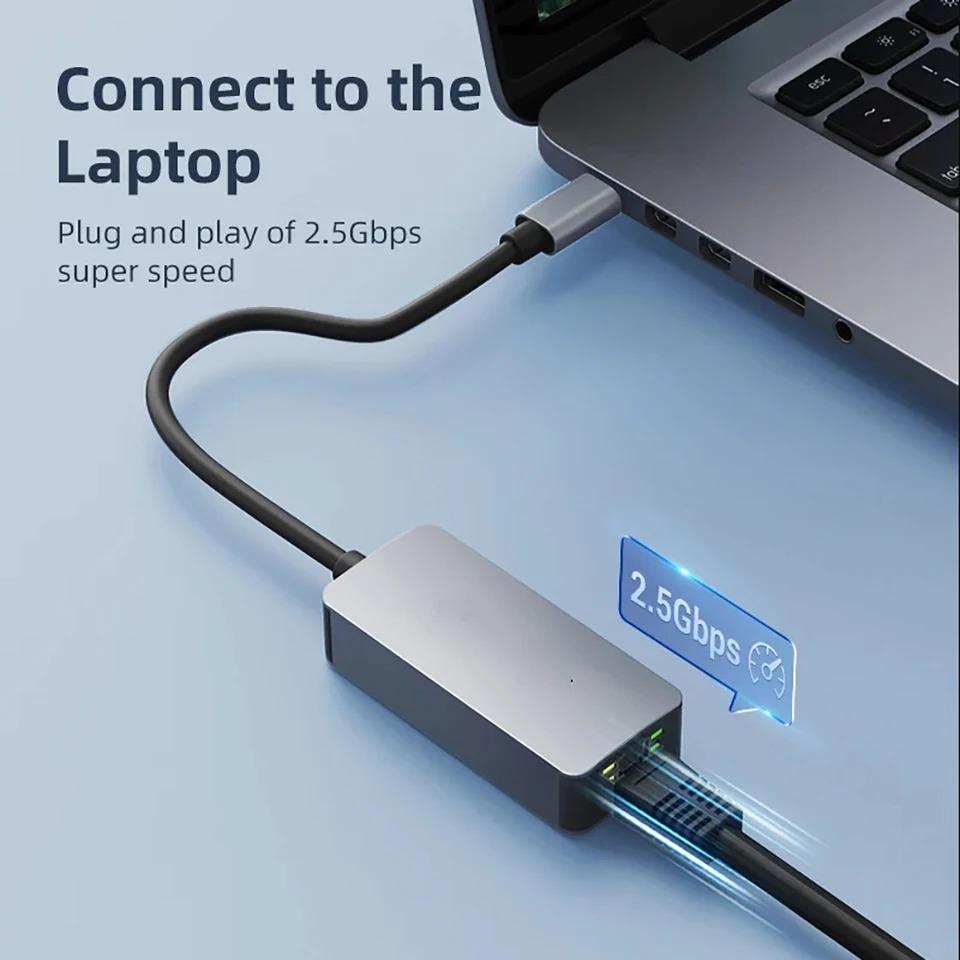 Adattatore convertitore cablato USB 3.0 Type-C Ethernet da 2500 Mbps a RJ45 2.5G USB2.0 Hub di rete LAN per Windows 8.1/10/11 per PC laptop