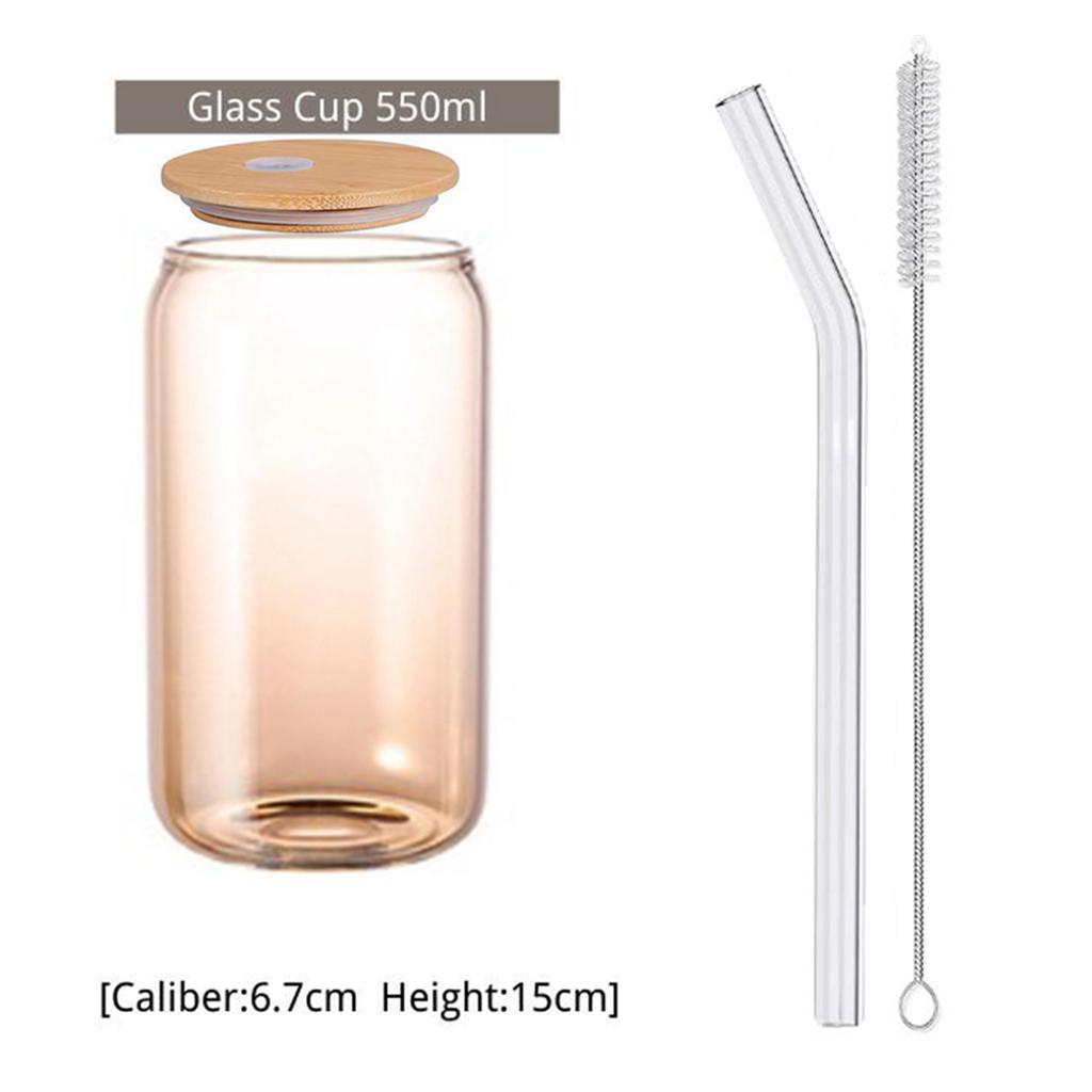 550ml/400ml Glass Cup with Lid and Straw Transparent Reusable Coke Cup Juice Glass Beer Can Milk Mocha Cups Mug Drinkware