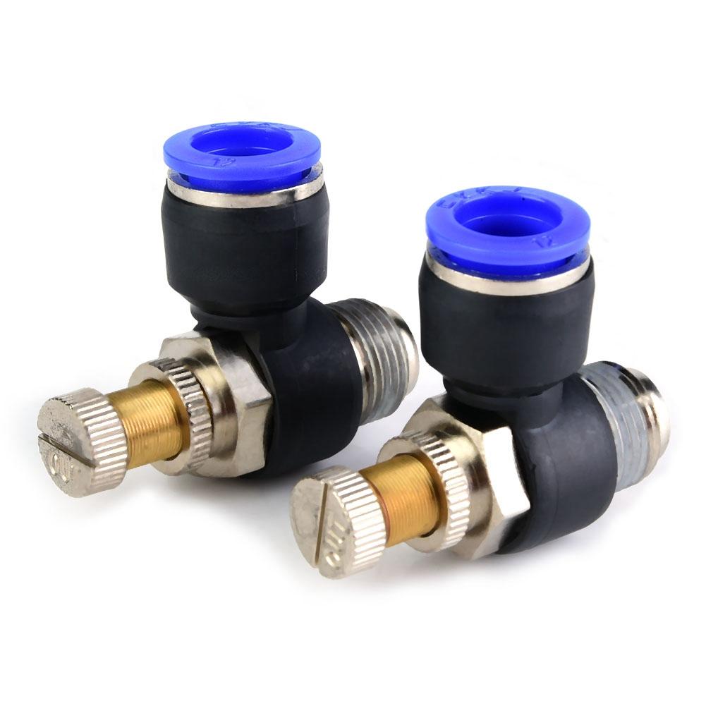 2pcs Tube Air Flow Speed Controller Pipe Pneumatic Fitting Regulator Valve(SL12 03)