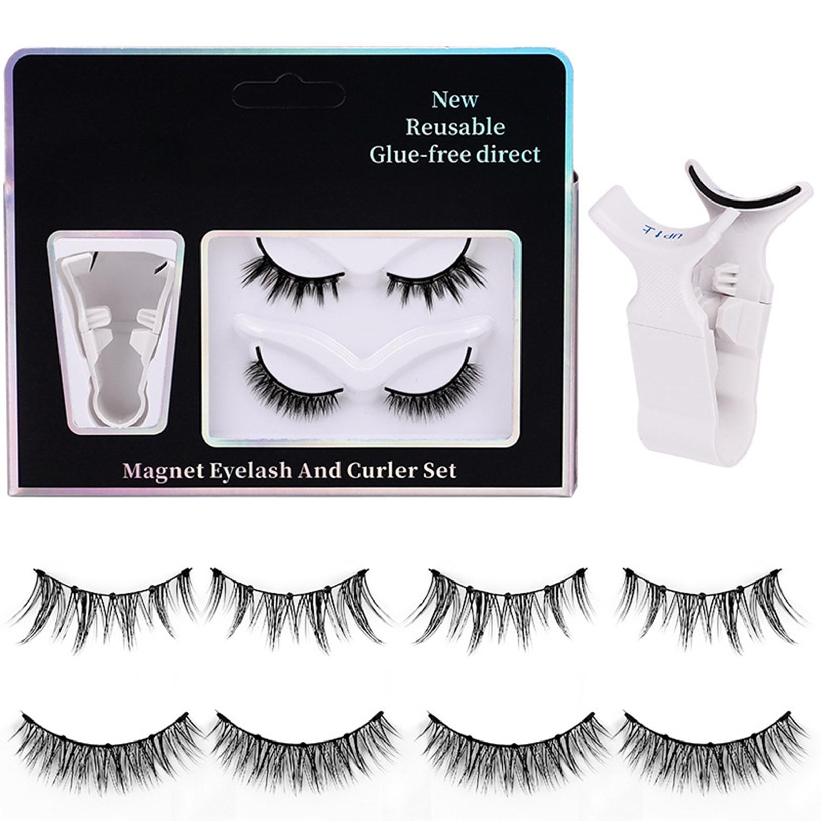 LRAQI BEAUTY Cils Magnétiques Faux Cils Aspect Naturel Faux Cils Faux Cils avec pour Maquillage des Yeux Pas de Colle Nécessaire, 2 Paires