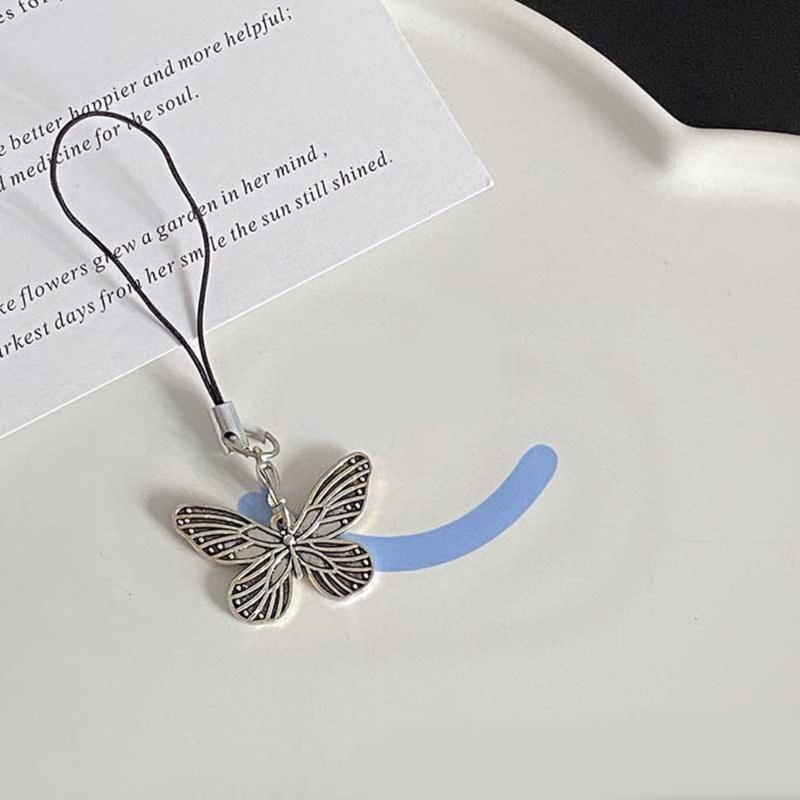 Love Heart Phone Pendant Novel Hollow Butterflies Tassels Y2k Girl Heart Niche Hollow Love Keychain Handmade Lanyard