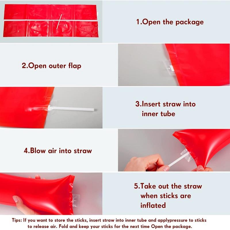 10pcs Inflatable Cheerstick Toy Cheer up Sticks Balloon Stick Clapper Cheering Stick Noise Maker Balloon Concert Party Gift