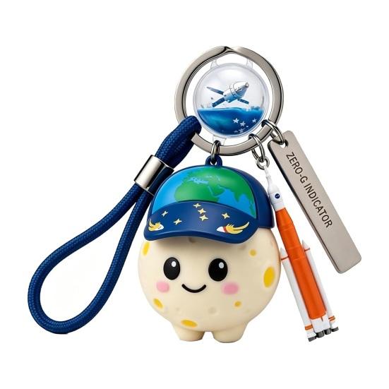 Yousheng Keychain Space Rocket Floating Artemis Pendant with 3D Moon Character Lightweight Keychain Backpack синий