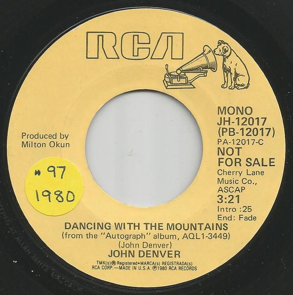 

7-дюймовая пластинка JOHN DENVER - Dancing With The Mountains JH12017PROMO RCA 1980 США Поп Б/У