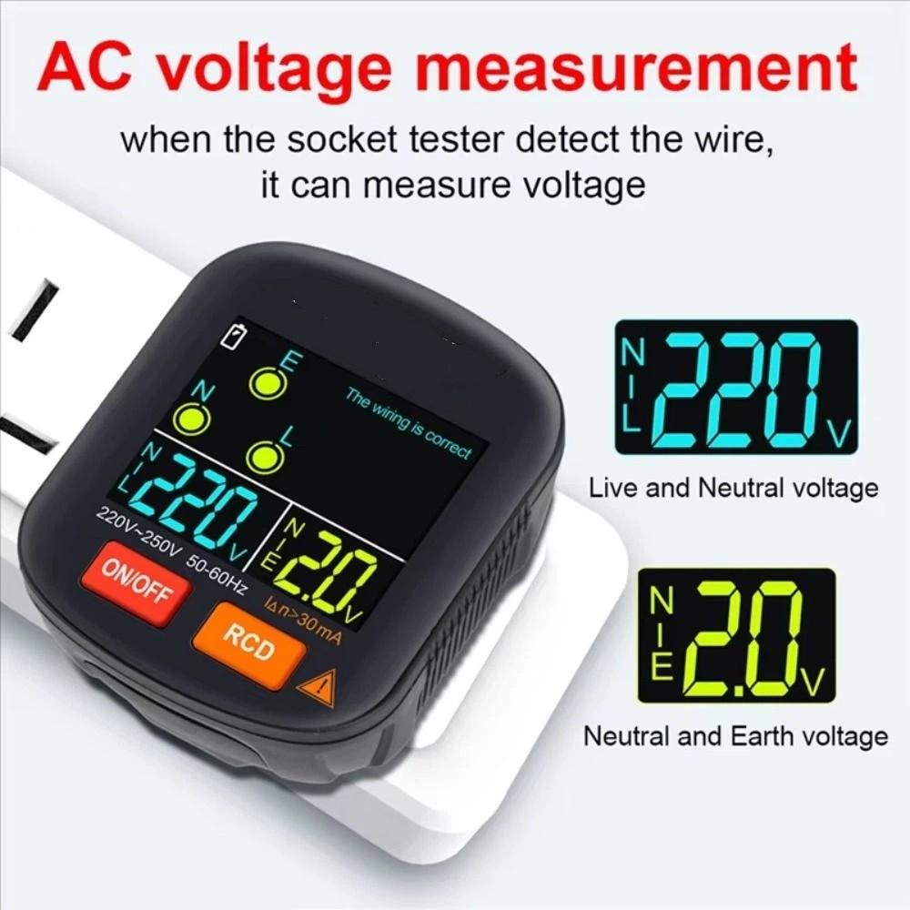 Ground Zero Line Socket Detector Digital Smart Digital Outlet Checking Tool Socket Tester  EU Plug