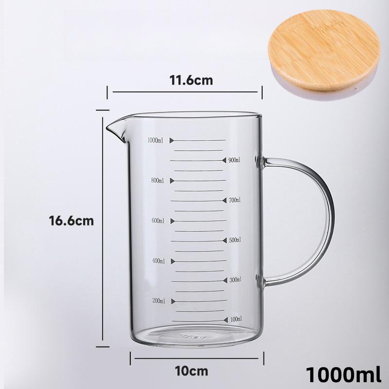 High Borosilicate Heat-Resistant Transparent Glass Measuring Cup with Scale - Thickened, Large Capacity for Household Use