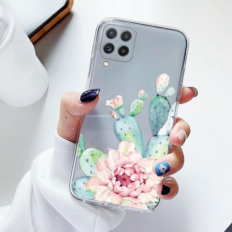 

Phone Case For Samsung A22 M22 4G Floral Silicon Cover For Samsung Galaxy A22 5G Fundas Coque Transparent Soft Capas Flower TPU Samsung A22 5G