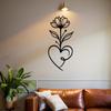 Large Floral Metal Wall Sculpture Laser Cut Iron Heart Base Heavy Duty Statement Art Home Decor Gift