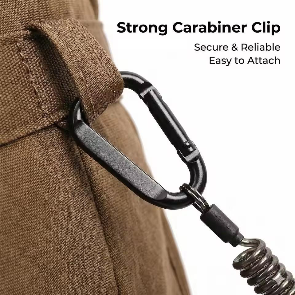 Anti-Lost Flexible Phone Ropes with Patch Spring Cord Safety Anti-Theft Retractable Line Wrist Band with Keychain Ring Carabiner