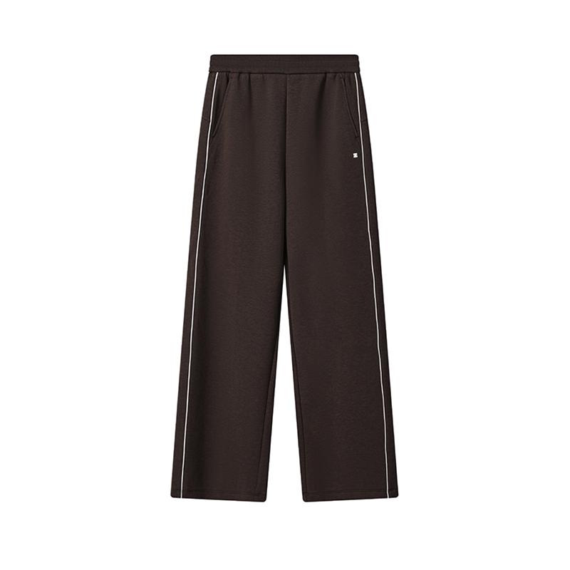 Fila White Classic Simple Versatile Comfortable Breathable Knitted Straight Loose Casual Pants Women Bottoms Black F11W543602FDR