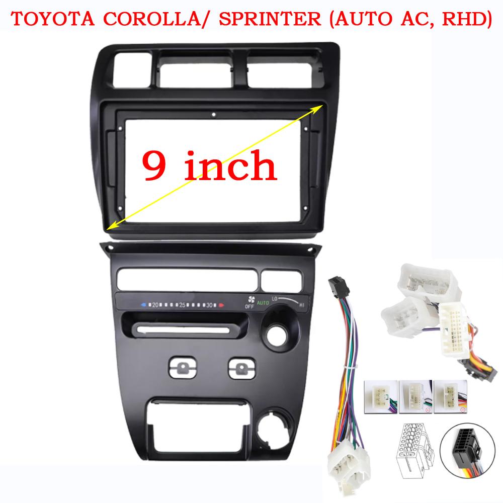 2 DIN 9 Inch Car Fascia Radio Panel for TOYOTA Corolla Sprinter 1991-1997 Manual AT A/C Dash Kit Facia Console Adapter