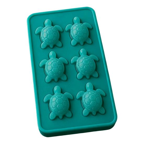 Food-Grade Silicone Ice Cube Mold 6 Grids Turtle Shape Easy Release Whiskey Ice Cube Tray Decorative Dessert Ice Mold