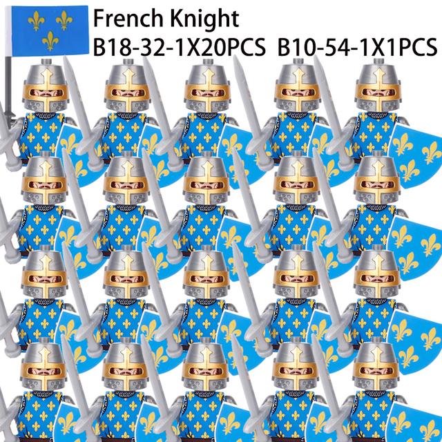 Military Building Blocks Solider Figures Gifts Toys Movie Science Fiction Series Medieval Knight Legion Weapons Shield Flag MOC