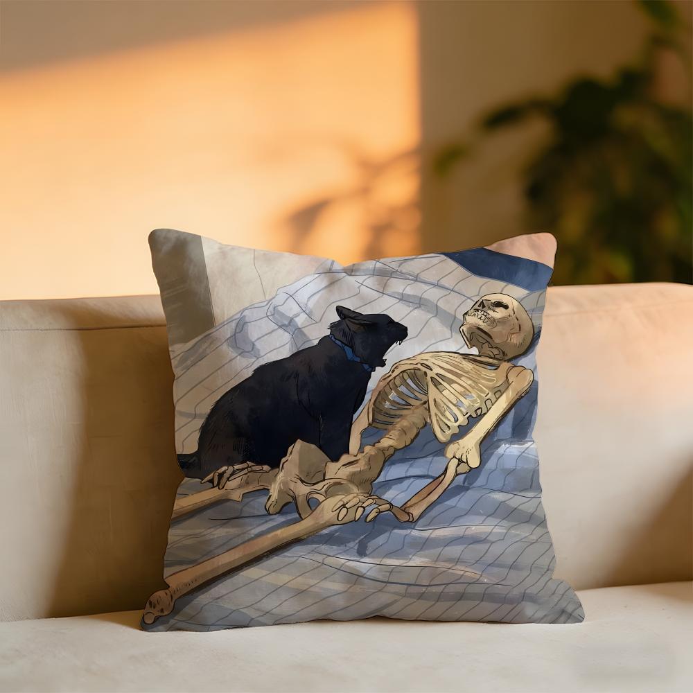 Mischievous Cat Cushion Cover Cozy Velvet Throw PillowSoft Warm Cushion For Sofa Bed