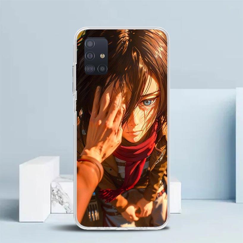A-Attack on T-Titan Annie Mikasa Soft Cover for Samsung Galaxy A12 A22 A32 A52 A72 A02S Phone Case Note 20 Ultra 10 S10 Plus A51