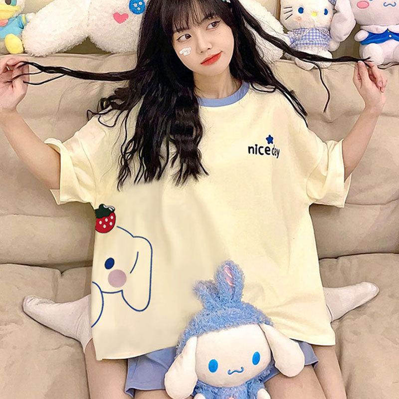 Japanese summer department new cotton pajamas women's fresh pastoral style student casual loungewear round neck short-sleeved suit