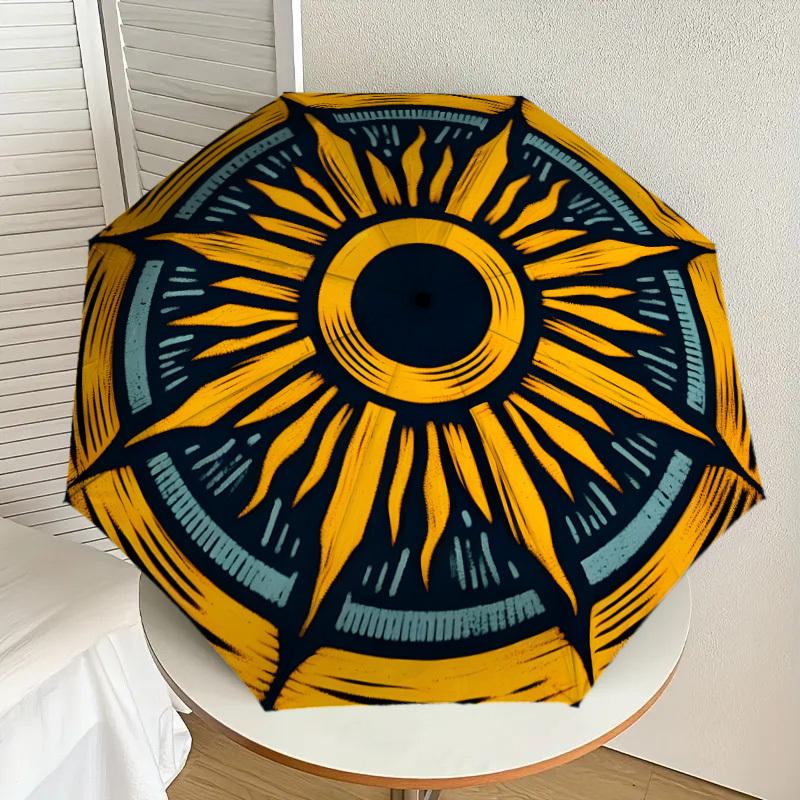 

1pc Golden Mandala Pattern Umbrella with Plastic Handle,Suitable for All Seasons Home Travel Outdoor UmbrellaDD1152