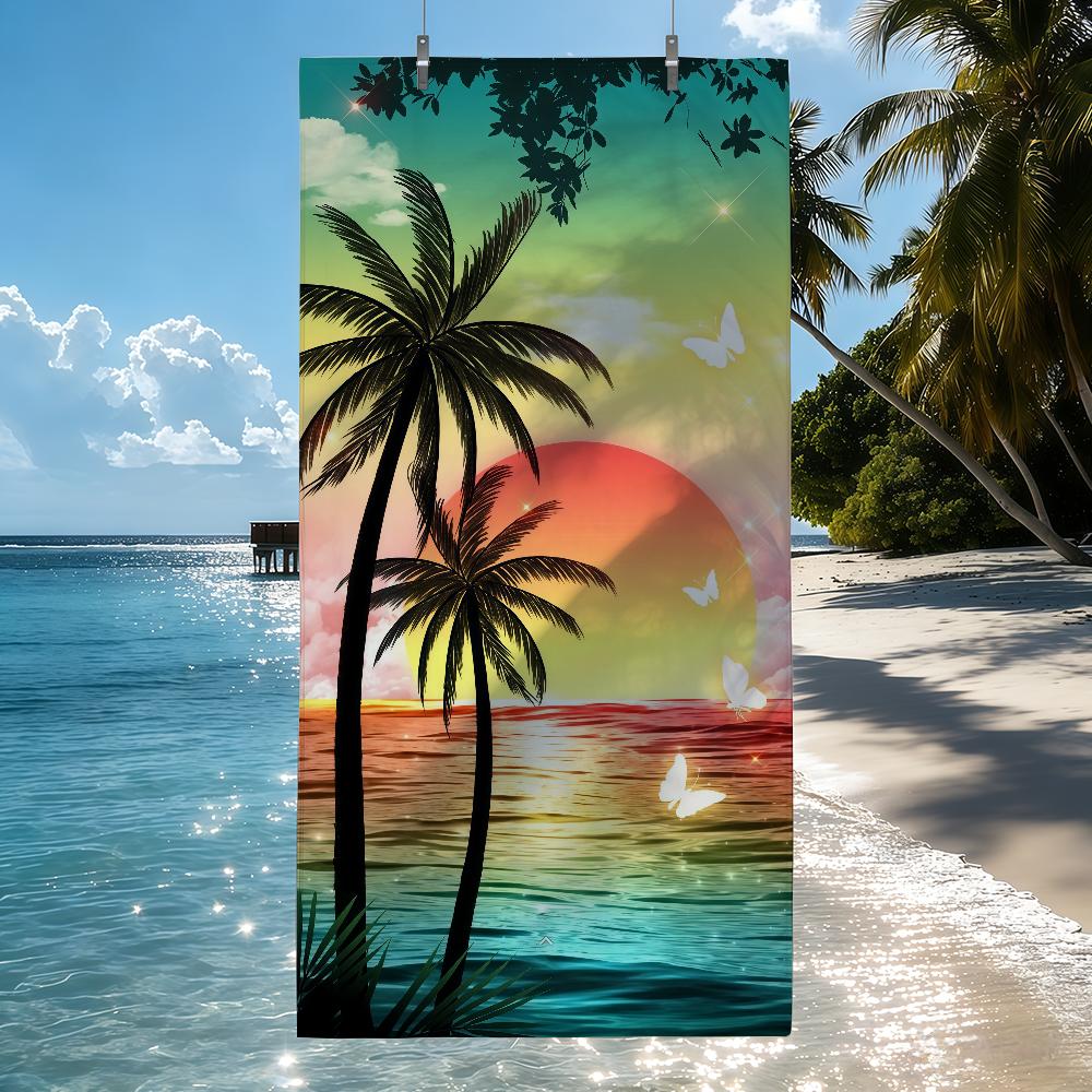 Fashion Palm Tree Pattern Towel Quick Drying Beach Towels Are Suitable For Swimming Pools Camping Yoga And The Gym