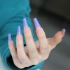 Artificial Nails Translucent Blue and Purple Gradient Wearable Fake Nails Manicure Patches