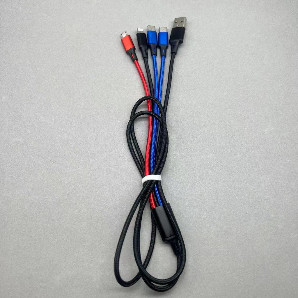 Woven 4-in-1 Fast Charging Data Cable for Huawei, Android, Apple, and Type C Devices