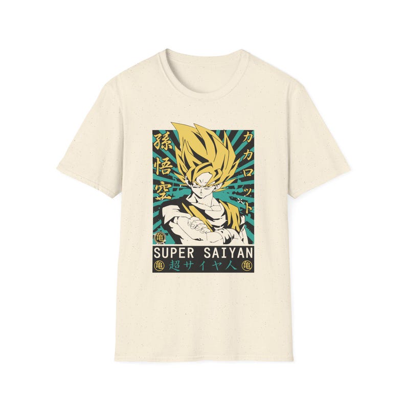 Dragon Ball Z Goku Super Saiyan Japanisches Retro-Poster Übergroßes T-Shirt | Unisex Anime Streetwear Tee