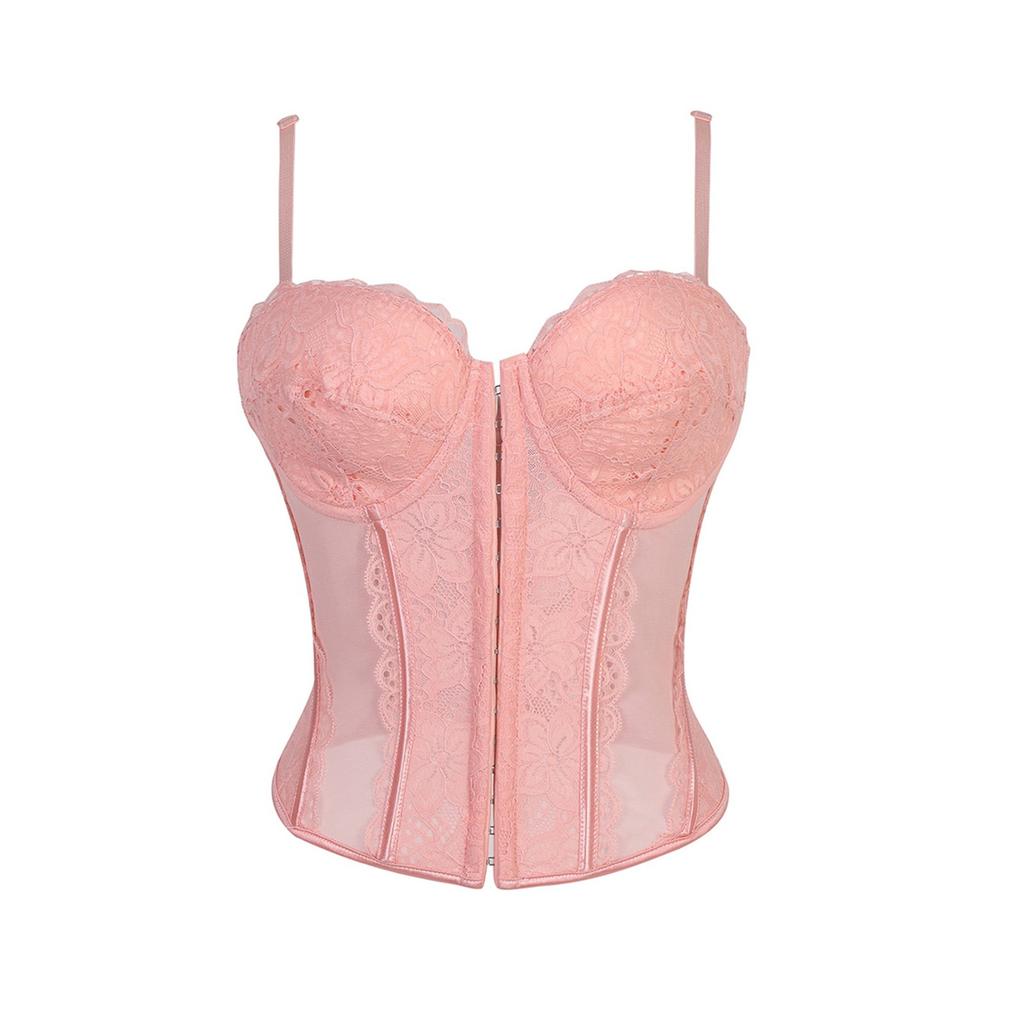 Women's  Sexy LaceBack Zip Corset Top Bustier G-string Body Shapewear