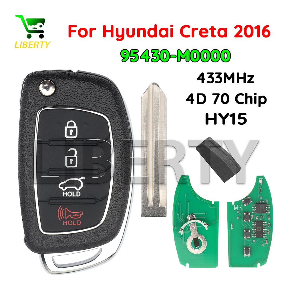 Flip Car Remote Control Key 95430-M0000 For Hyundai Creta 2016 433MHz 4D 70 Chip Auto Folding NOT Smart Fob 3 Buttons NO Keyless