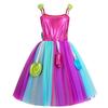 Purim Festival Suspender Rainbow Dress For Girl Candy Lollipop Costume Party Gift Candy Dress + Lollipop Accessories Suit