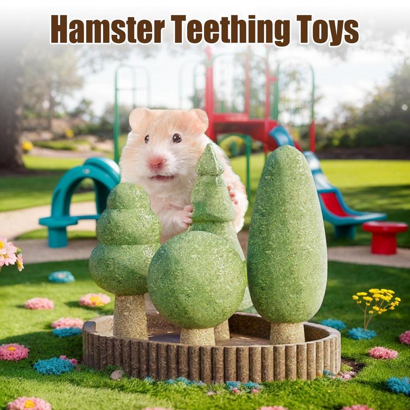 Small Pet Toys 5X Jungle Theme Hamster Chewing Toys Realistic Habitat Decoration Animals Tooth Care Playing Companion For