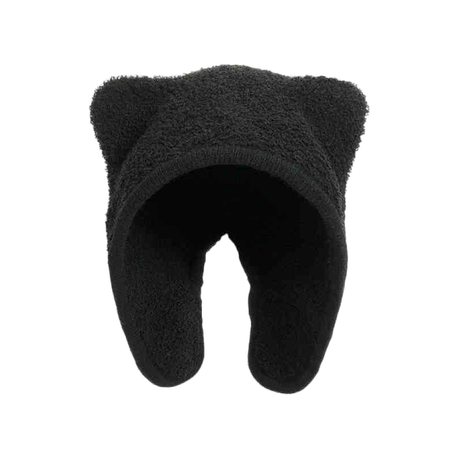 

Kids Hat Head Wrap Thicken Furry Bear Hat for Climbing Skiing Sports Headwear White Bear Hat Oversized Headwear чёрный
